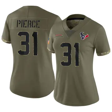 Women's Nike Houston Texans Dameon Pierce Olive 2022 Salute To Service Jersey - Limited