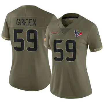 Women's Nike Houston Texans Kenyon Green Olive 2022 Salute To Service Jersey - Limited