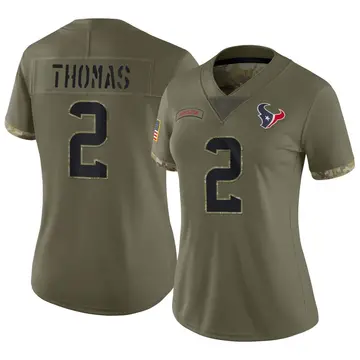 Women's Nike Houston Texans Tavierre Thomas Olive 2022 Salute To Service Jersey - Limited